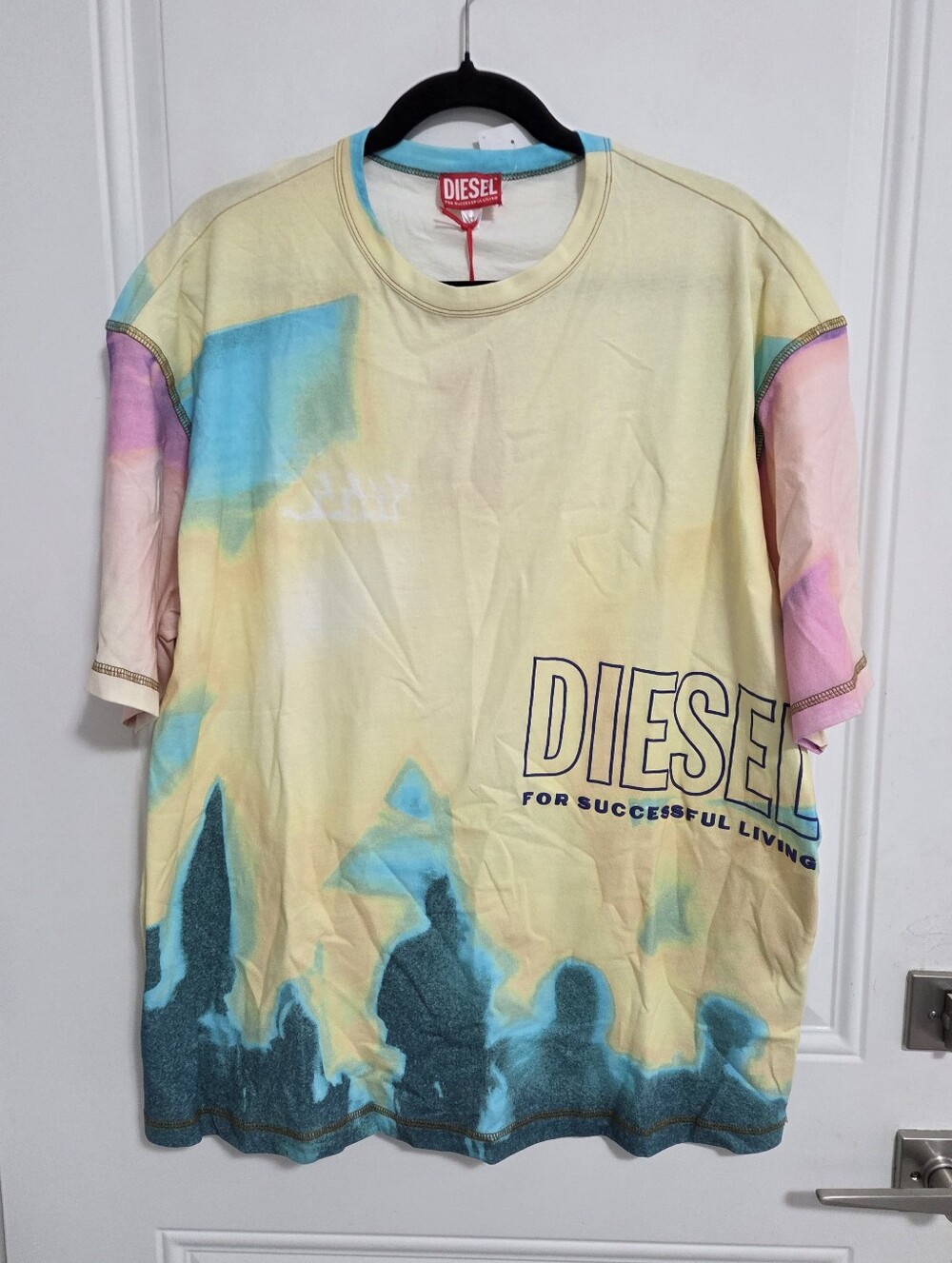 NWT - Diesel Men's Faded Pastel Print T Shirt - Size L